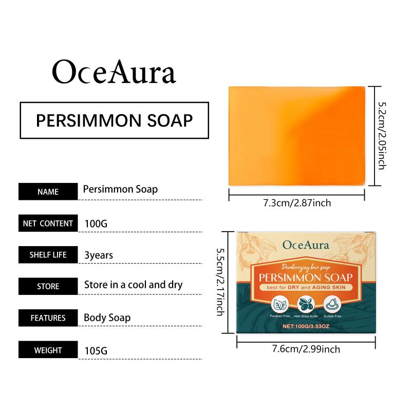 Oceaura Handmade Soap Persimmon Fragrance Odor-Eliminating Natural Deep Cleansing Refreshing Gentle Hydration Bath Soap