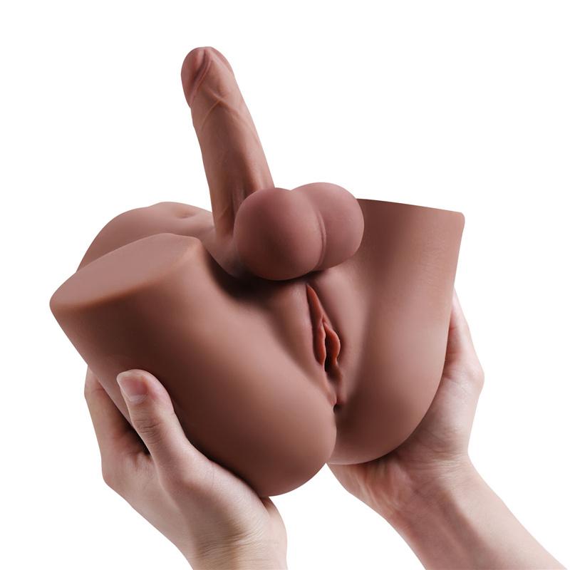 Pene+Vagina+Ano Realistas 3-en-1 Hombre Mujer Gay TPE Medio Cuerpo Muñeca Sexual Piel Suave Realista Juguete para Adultos Productos Masturbadores