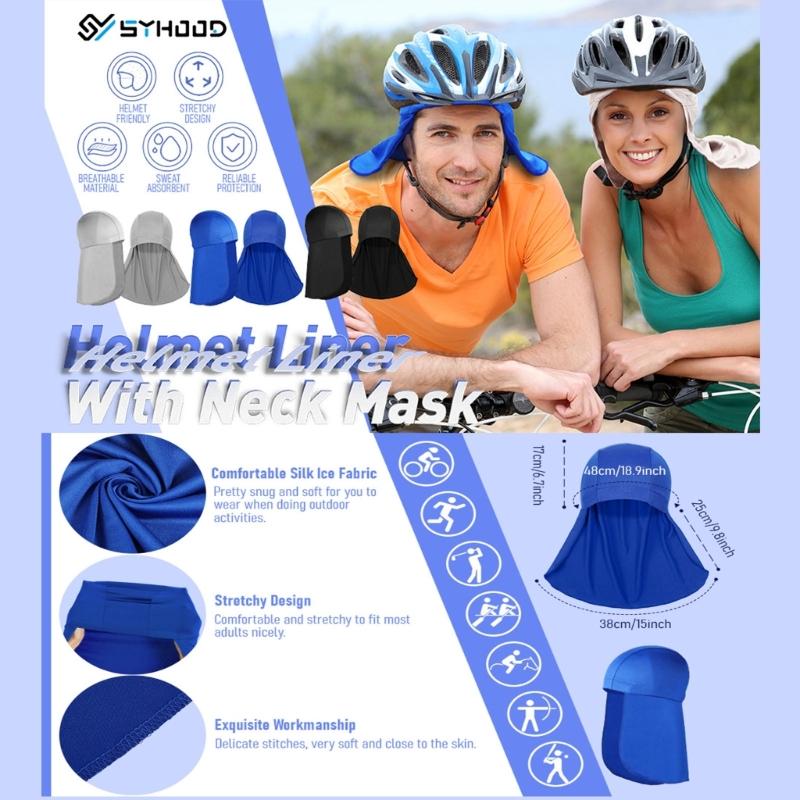 3PCS Sport Skull Cap Moisture Wicking Helmet Liner Hat For Men Women And Kids Sun Protections with Neck Shielding