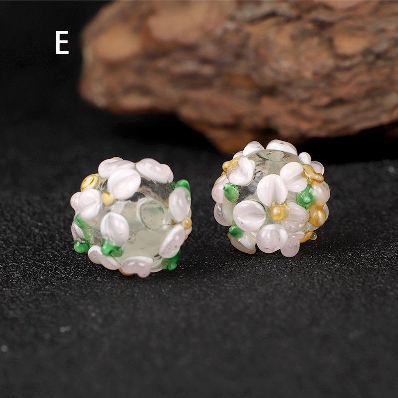 

Квіткові Лемпворк Бочки Роздільники - Милі Квіткові DIY Ювелірні Аксесуари Approx. 12