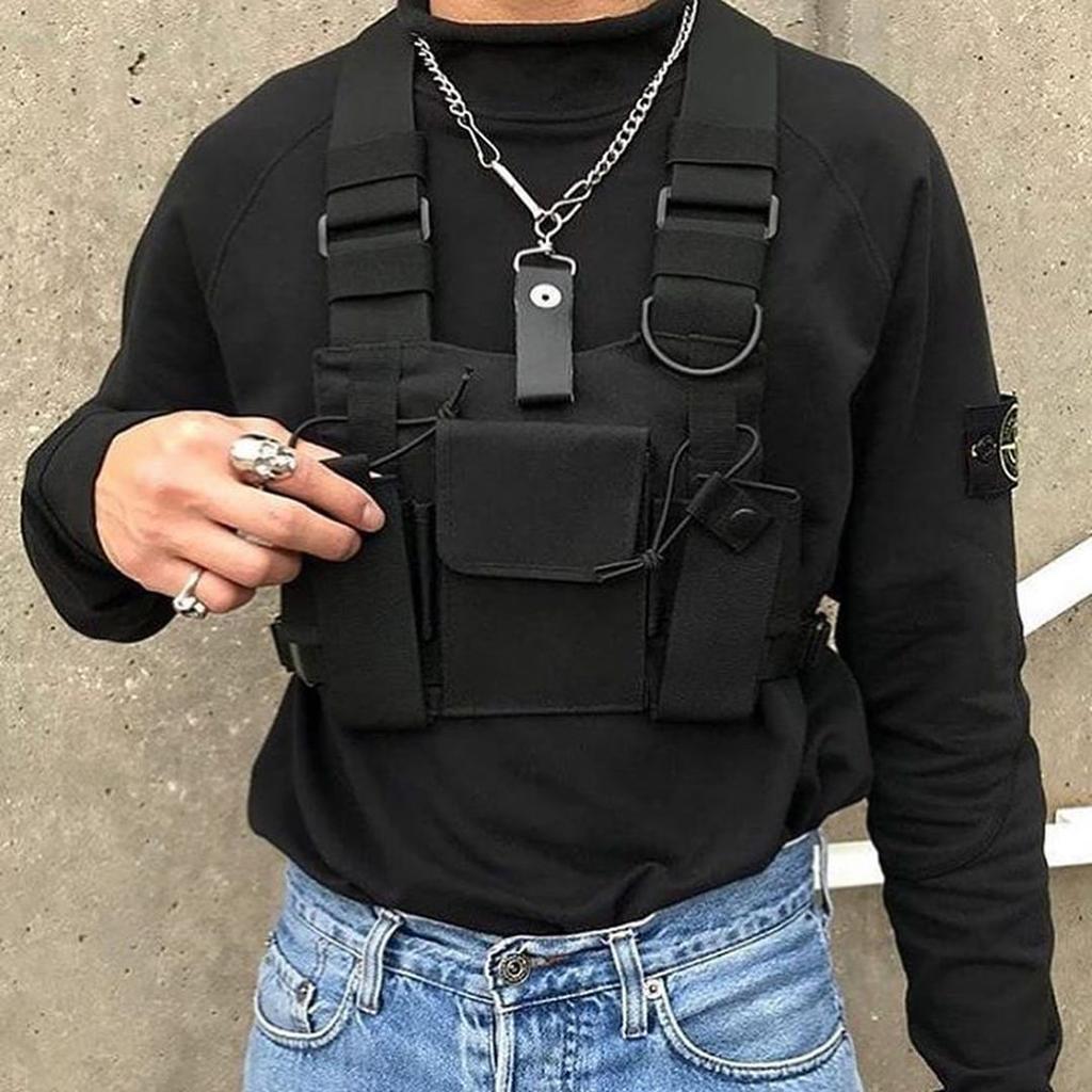 Erkek ve Kadın Erkek Göğüs Paketi Trend Taktik Takım Yelek Çanta Unisex Su Geçirmez Göğüs Rig Çanta Çok Fonksiyonlu Saklama Çantası