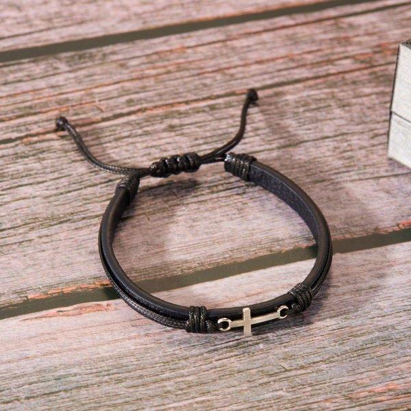 

Prayer Men Natural Stone Beads Rosary Cross Bracelets Multilayer Leather Bracelet Women Yoga Meditation Jewelry Homme Pulsera