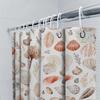 Seashell Print Shower Curtain Waterproof Bathroom Decor Wall Hanging With Various Colors Shell Pattern White