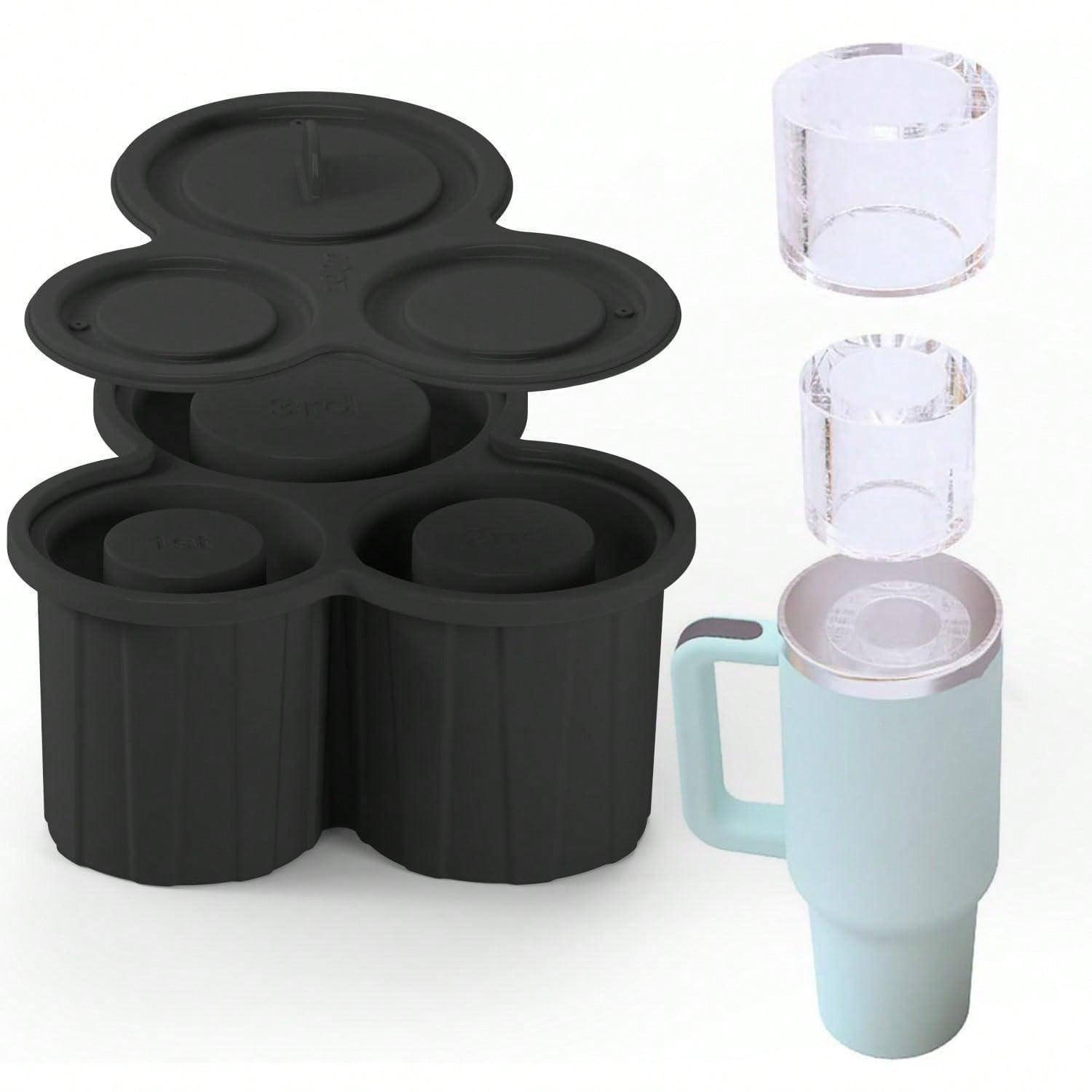 

Форма для кубиков льда для Stanley Cup, подходит для силиконового лотка объемом 40 унций с крышкой, полая цилиндрическая форма для льда, аксессуары для Stanley Cup чёрный