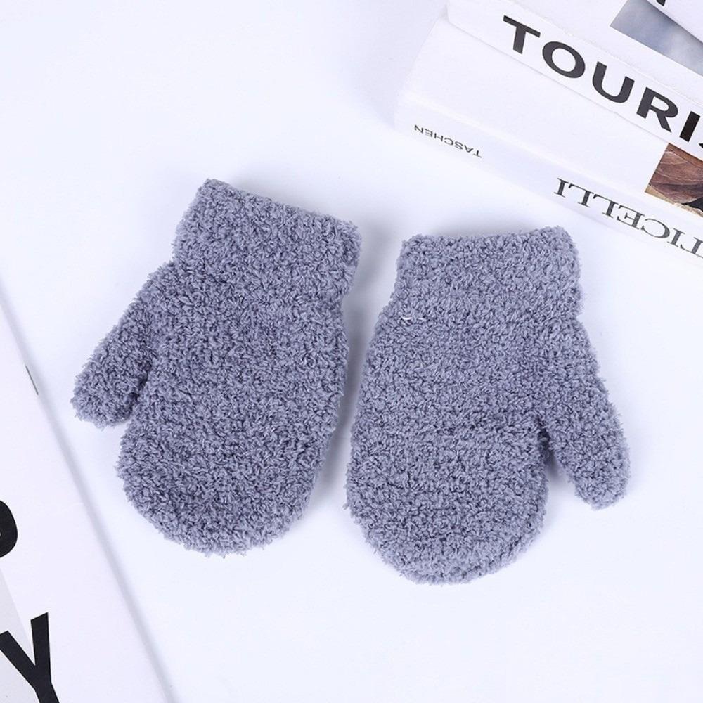 Solid Color Kids Warm Gloves Warm Full Finger Gloves New Short Gloves Kids