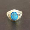 Blue Topaz Oval Cut Gemstone With 925 Sterling Silver Ring For Men's #A886 JL375669038121