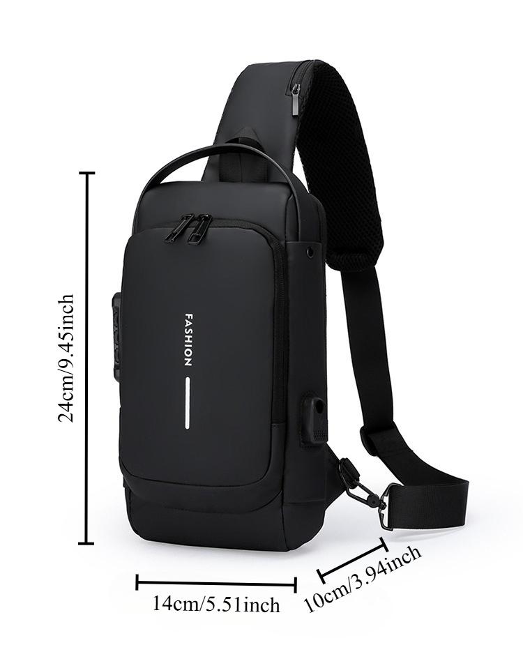 Men'S Secure Password Lock Chest Bag,Stylish Crossbody Bag for Motorcycling And Leisure Activities,Durable Material