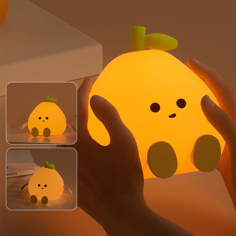 USB Rechargeable Night Light Orange Silicone Night Lights Touch Sensor Bedroom Bedside Cat Lamp With Remote For Kids Baby Gift