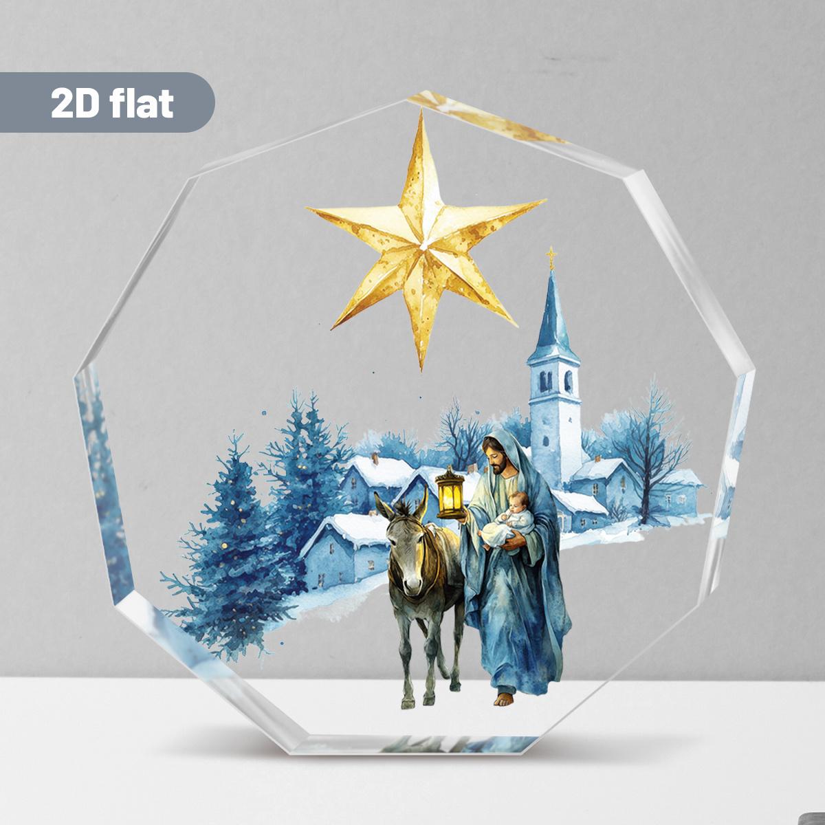 

Nativity Scene Ornament - Angels & Jesus, Golden Stars, Desktop Church Display, Pastor s Day Gift, Christmas Home & Worship Decoration, Advent Calend 9*8.6cm