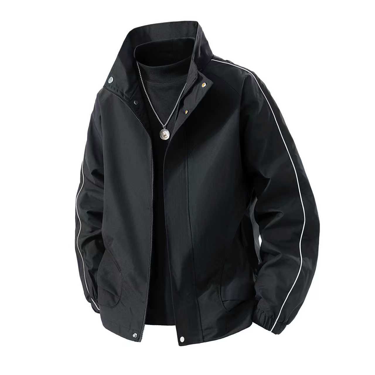 

Jacket men s lapel autumn and winter new coat men s loose color matching coat 5XL