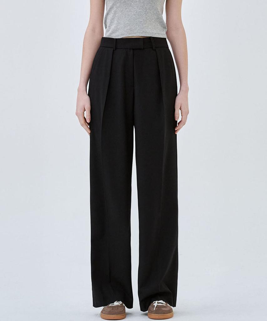 Marop 2172 Single-Pleat Wide Pants (Black)
