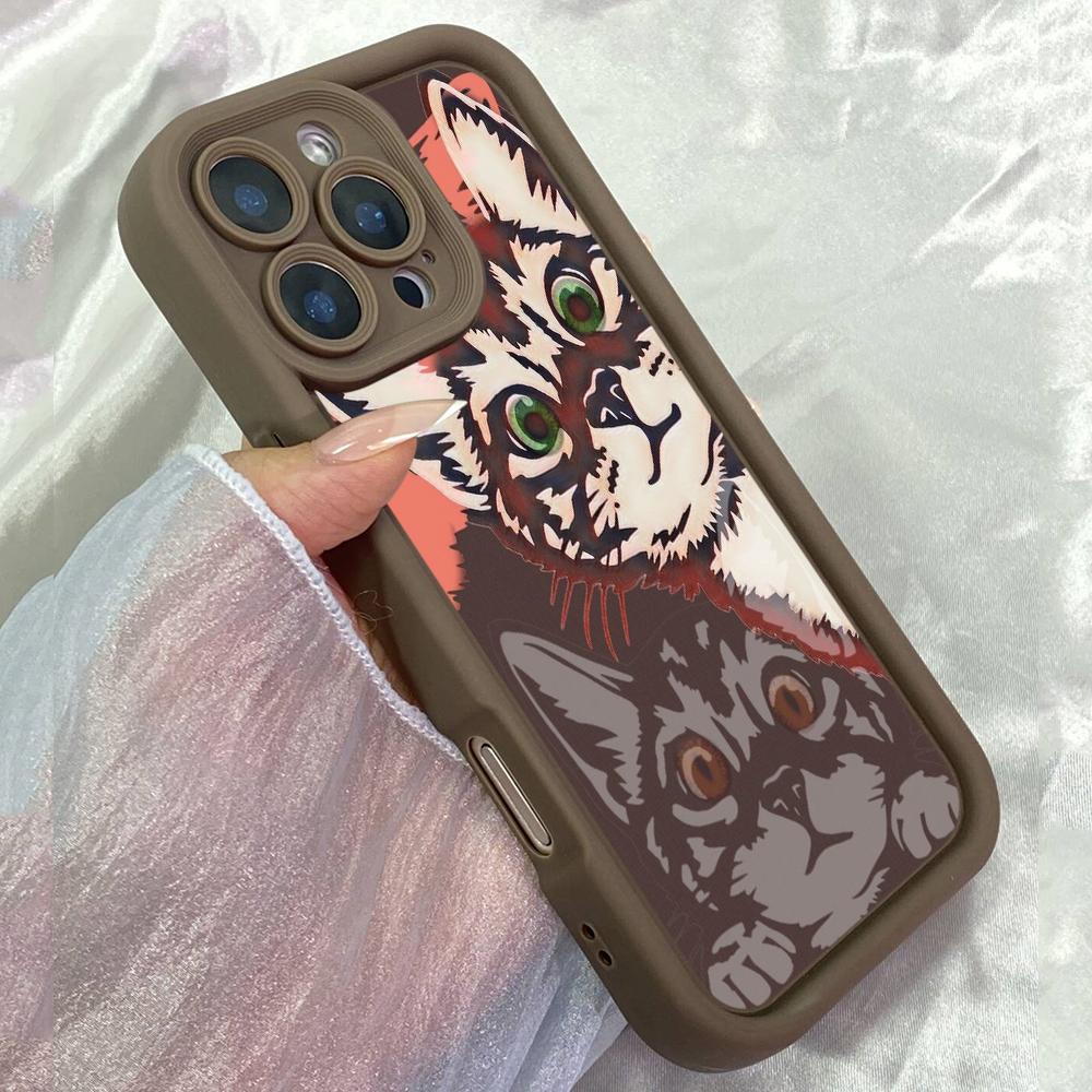 JT429 Pop Art Cat with Heterochromia for iPhone 17 16 15 14 13 Pro Max Samsung S26 S25 Ultra A17 A07 A56 A16 Xiaomi 15T Redmi 15c Note 14 13 Soft Case