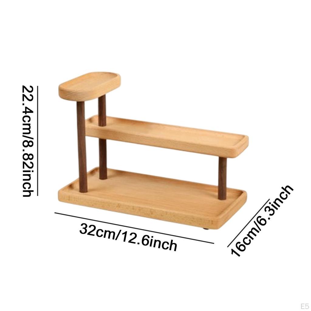 Desk Shelf Organizer 3 Tier Minimalist Small Potted Plant Stand Wooden Pedestal Display Rack