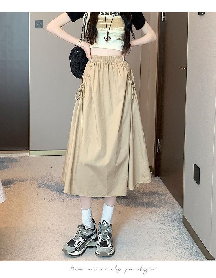 Women's Quick-Drying A-Line Midi Skirt - Summer High Waist, Slimming, Versatile, and Casual