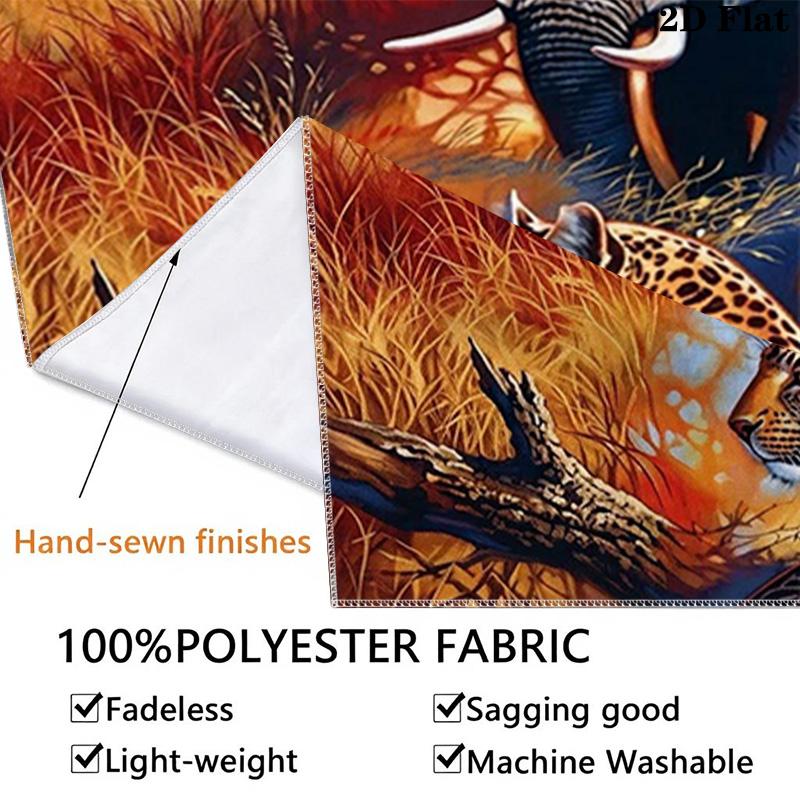 Afrikanische Tiere Wandteppich Ästhetischer Wandbehang Bedruckter Stoffdecke Dekorative Wandteppiche für Schlafzimmer Wohnzimmer Heimdekoration