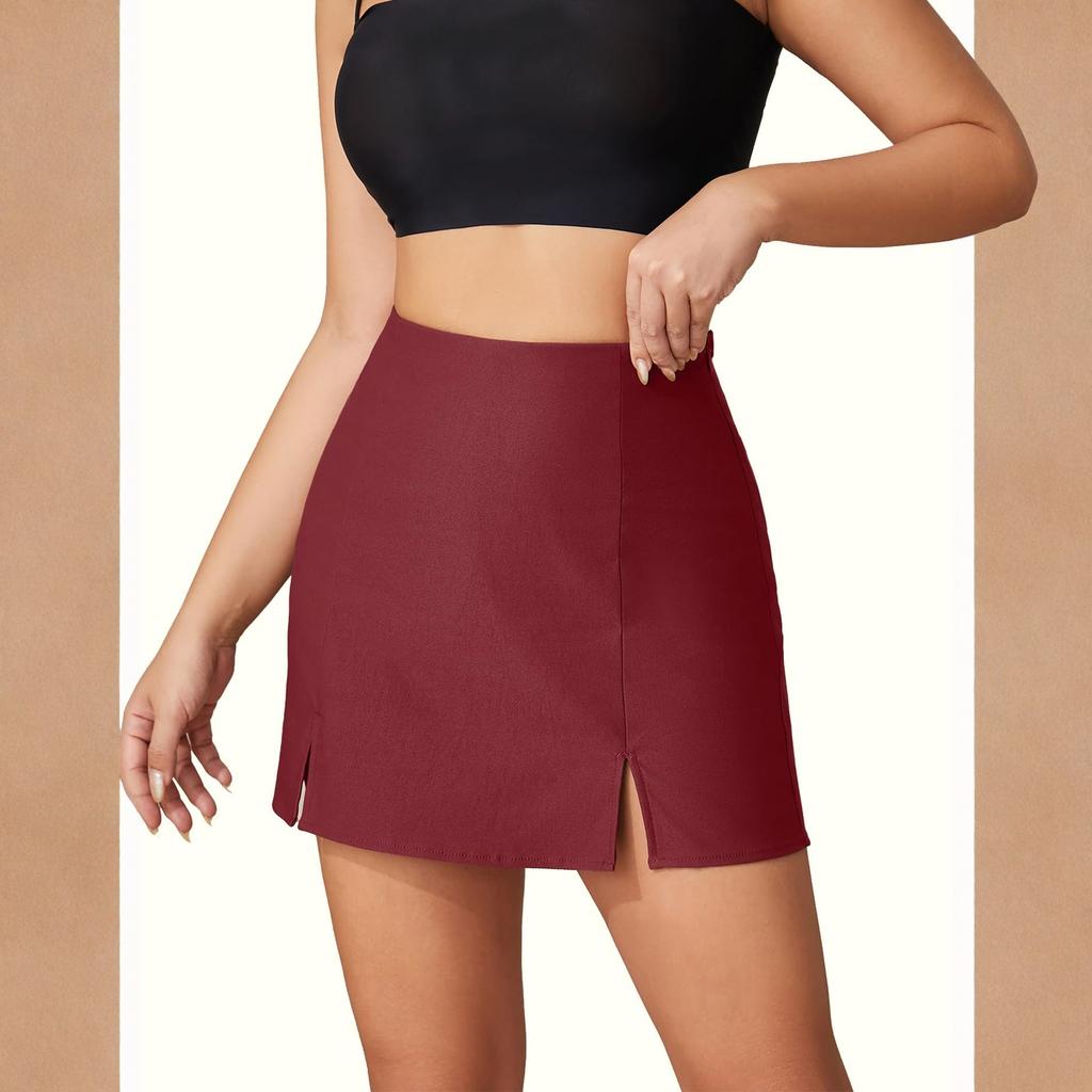 Women’s Elegant High Waisted Bodycon  Casual Side Slit  Shorts