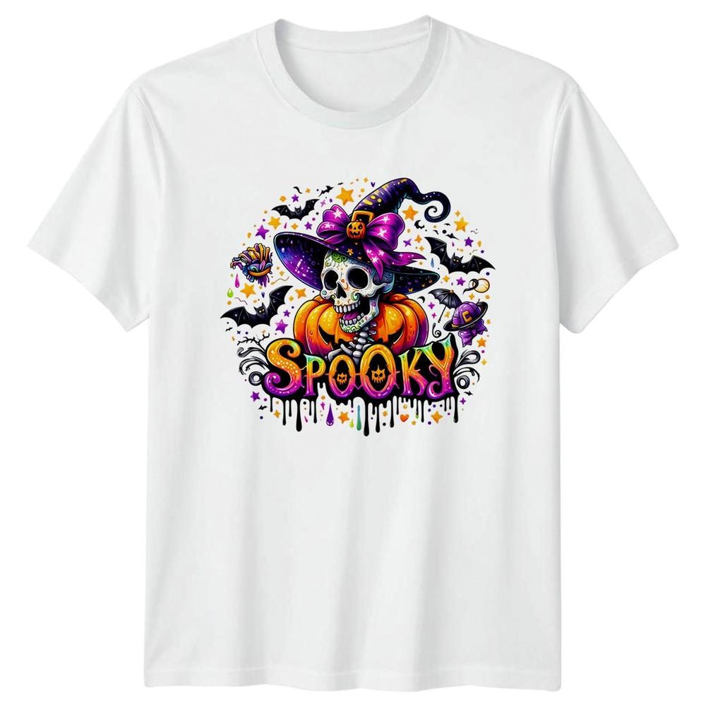 Spooky Skull Pumpkin Halloween Holidays Unisexs TShirt Unisexs Graphic Tee S