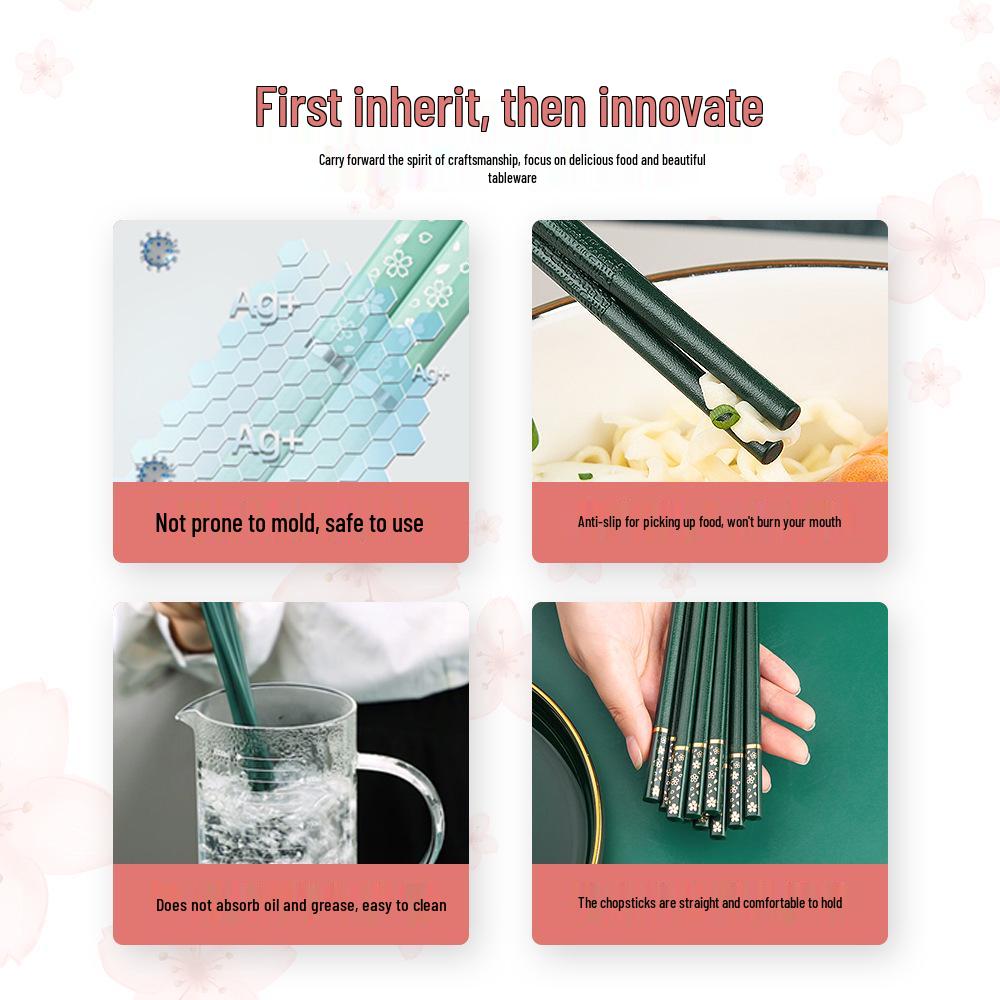 Nordic-Style Non-Slip Alloy Chopsticks - Japanese-Style Tableware for Home Kitchen (E18)
