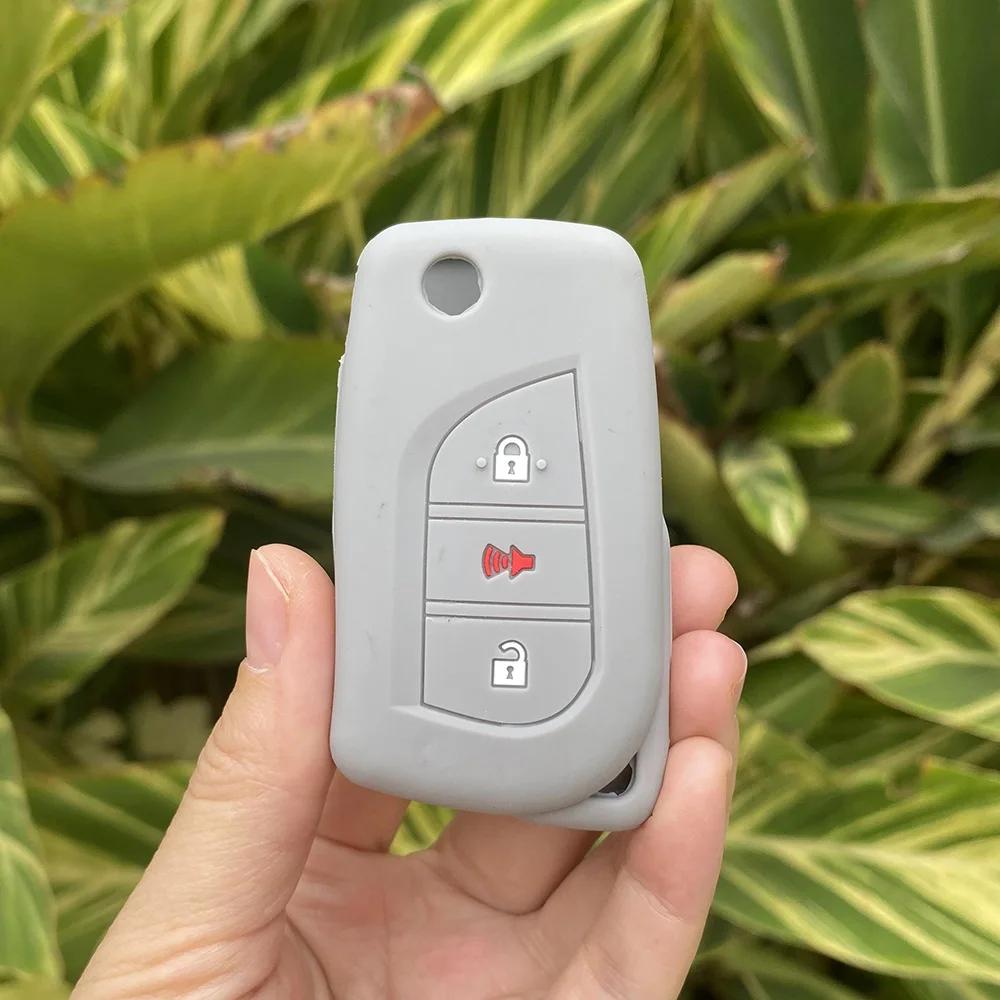 2 3 4 Button Silicone Car Key Case Cover Protect Shell Skin For Toyota Corolla Rav4 C-Hr Yaris Aygo Avensis Scion Vitz Flip Key