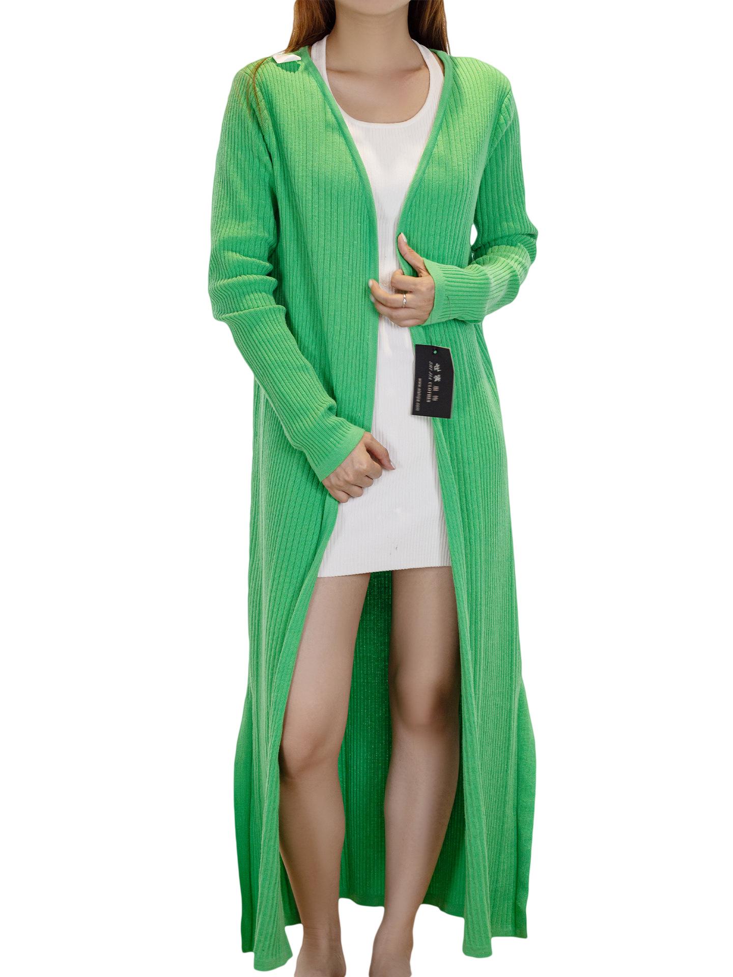 

В наличии европейский и американский женский длинный кардиган, вязаный трикотаж для осени и зимы XS зелёный/изумрудный