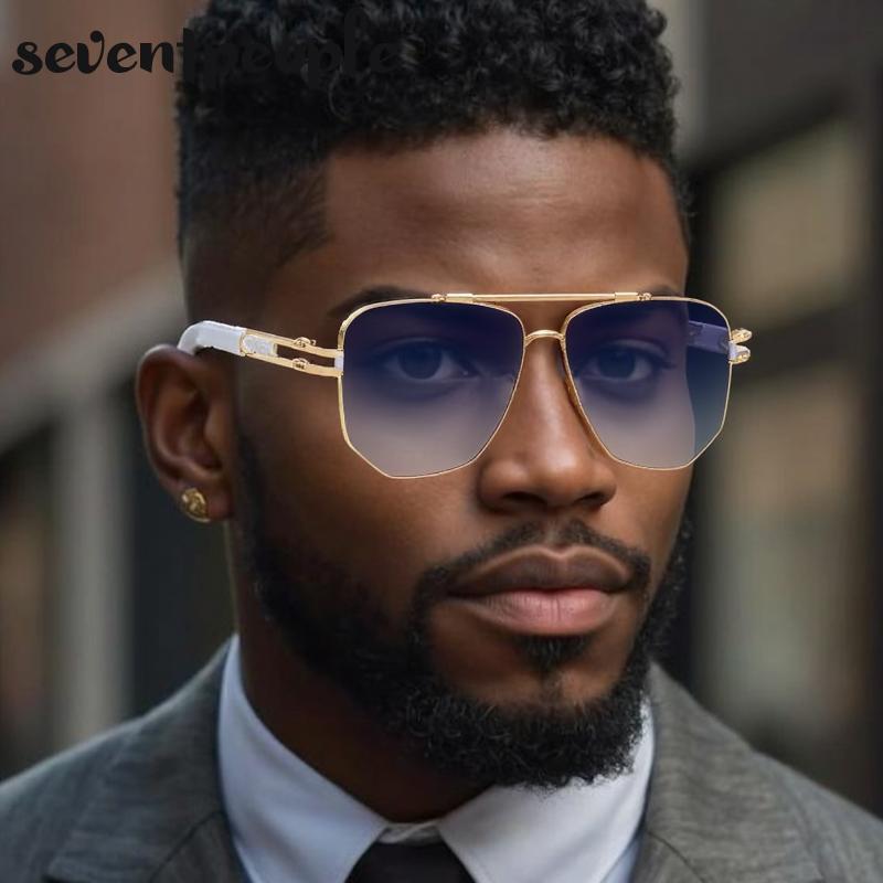 Oversized Hexagon Punk Sunglasses Men  Luxury Brand Vintage Steampunk Double Beam Sun Glasses Trendy Outdoor Shades For Male