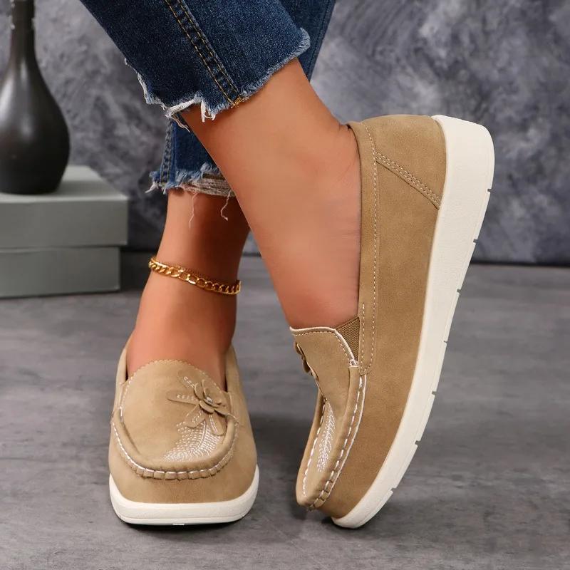 Fashion Casual Shoes for Women 2024 Brand Plus Size Women's Flats Bean Flats Women Appliques Round Toe Slip on Soft Bottom Shoes Ladies