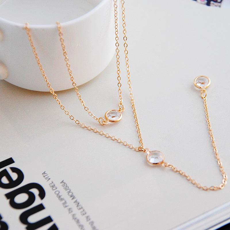 European and American Fashion Simple Y-Necklace with Tassel Round Beads, Multi-Layer Versatile Clavicle and Chest Chain for Women