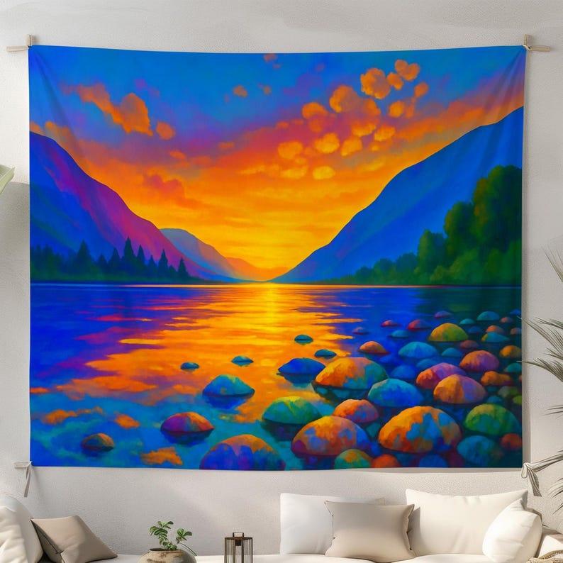 Sunset Lake tapestry 75x100
