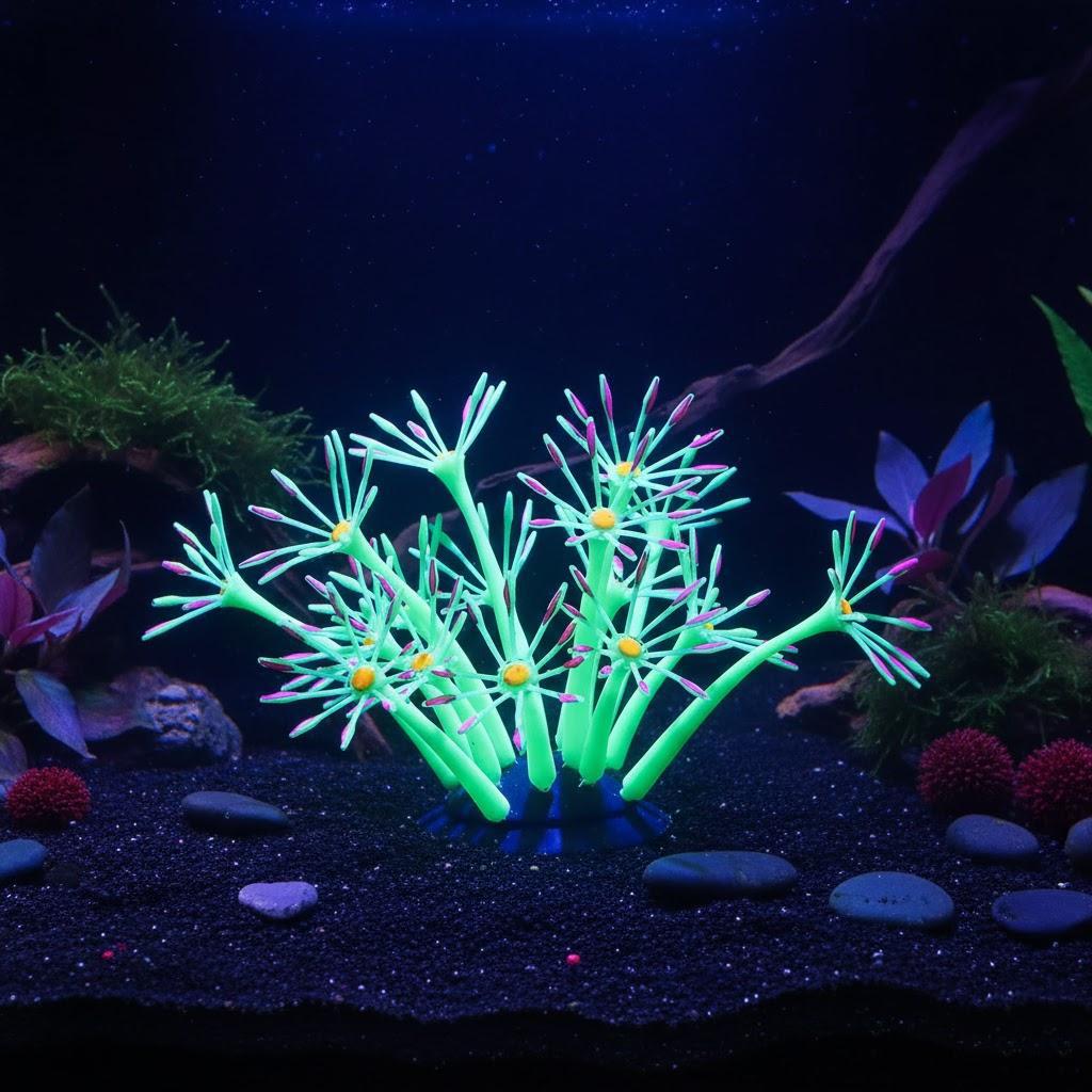 

Luminous Artificial Coral Plants for Fish Tank Underwater Decoration Glowing Aquarium Decor Aquatic Landscape Supplies зелёный