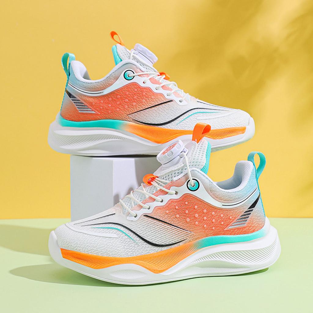 Boys Sports Shoes Lightweight Breathable Mesh Anti-Slip Rotating Buckle Student Sneakers Girls Trendy Casual Running Shoes