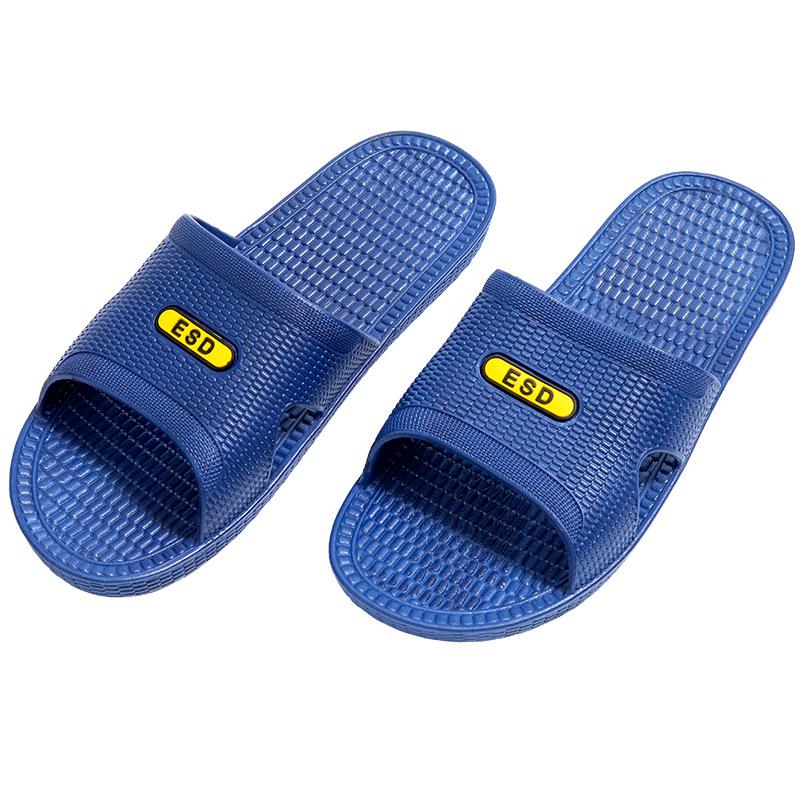 Anti-Static Blue-Black Dust-Free SPU Six-Hole Closed Toe Slippers