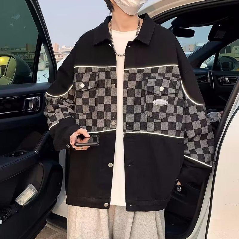 Denim Jacket Men's Street Retro Hong Kong Style Trendy Loose Plus Size Casual Top Work Jacket Clothes