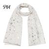 Soft Fabric Winter Gift Glitter Sparkly Foil Snowflake Print Scarf for Women, Christmas Warm Fashionable Neckwear Theme Shawl Wrap, Fall Lightweight