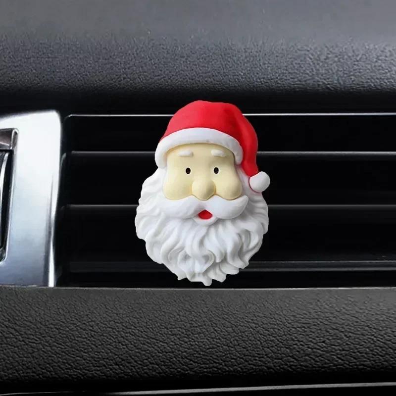 Christmas Santa Claus & Elk Car Air Vent Clip, 3D Resin Aromatherapy Fragrance Ornament, Auto Interior Decoration Accessories