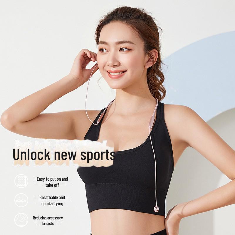 "Seamless Wire-Free Sports Bra: Perfect for Leisure, Fitness, Yoga, Running, with Anti-Shock Cushioning and Stylish Hollow Back Design"