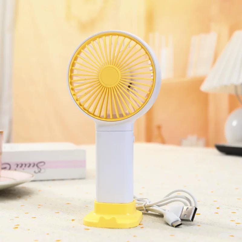 2024 New Model Handheld Mini Fan USB Charging Phone Holder Strong Wind Power Gift Fan Can Be Printed with Logo
