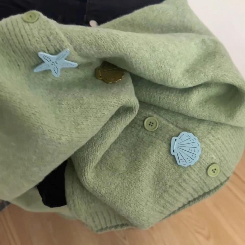 Embroidered crew neck knitted cardigan women's autumn winter clothing new loose sweater jacket women's top