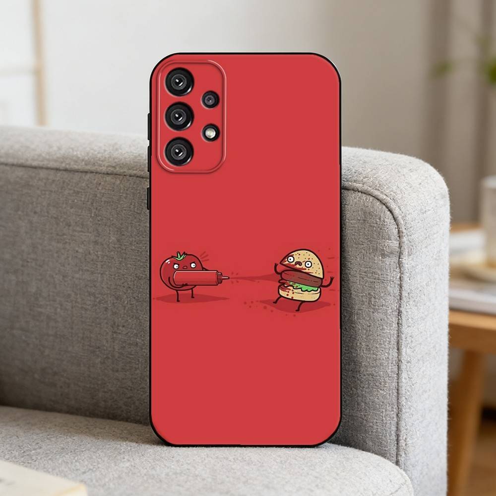 Red T-Tomato A-ART   Phone Case For Samsung S25,S24,S21,S22,S23,S30,Ultra,S20,Plus,Fe,Note,10,9,5G Black Cover