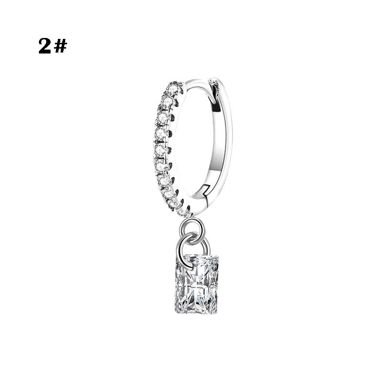 Small Diamond Earrings, Pentagram Drop Zircon Artificial Puncture Jewelry