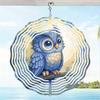 Owl Wind Chime 3D Metal Hanging Decor for Garden Patio Wedding Golden Mirror Reflective Bird Repellent Outdoor Wind Chimes No Battery Needed