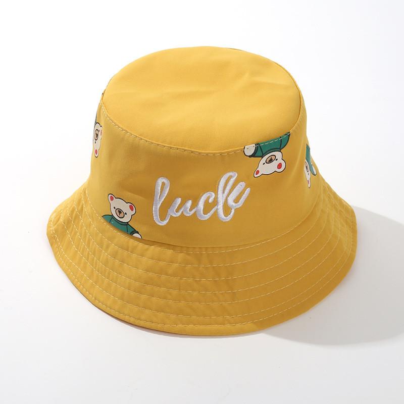 

Cotton Kids Sun Hat With Embroidered Letters For Boys Girls Summer Protection жёлтый