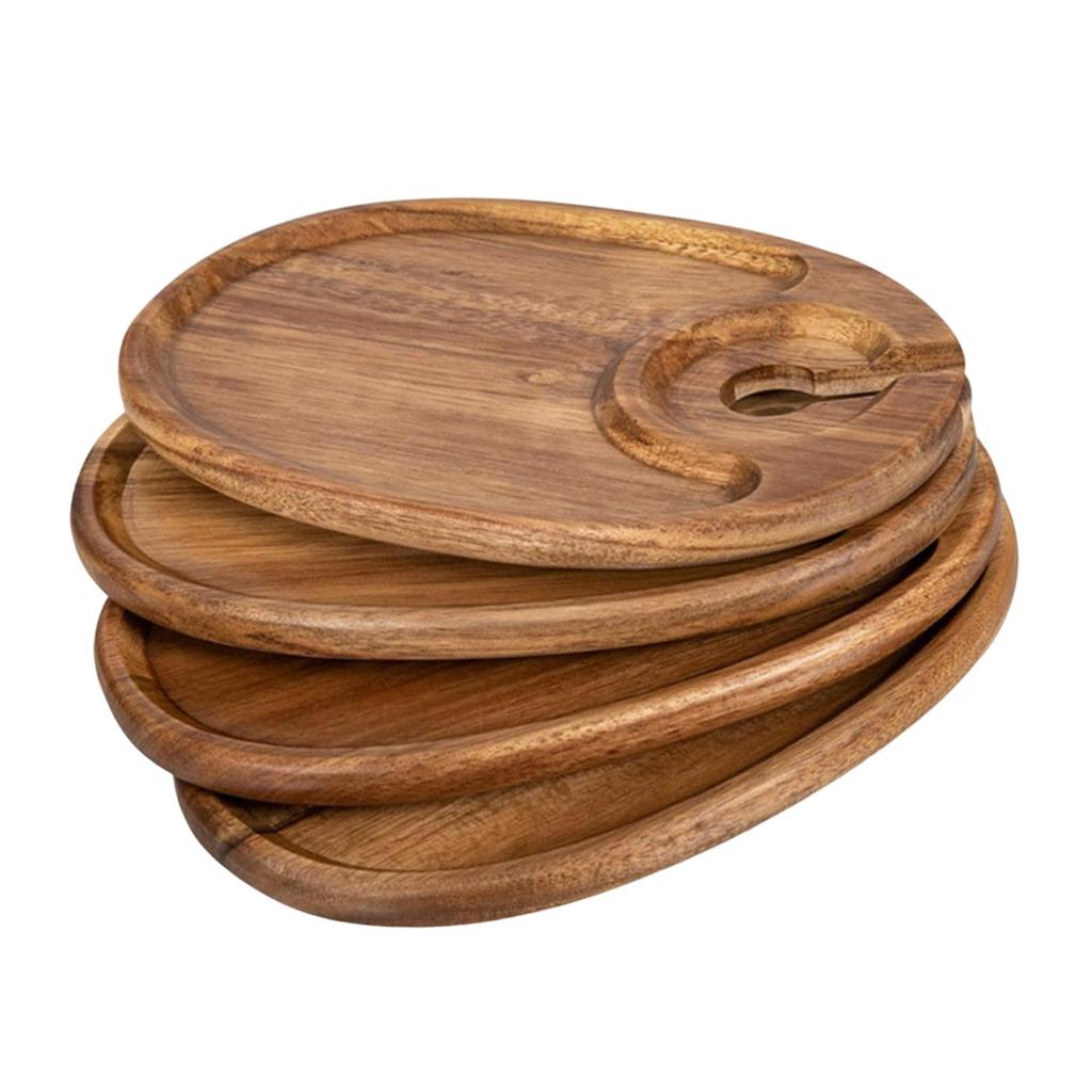 4 Pieces Appetizer Plate Handheld Snack Tray Snack Tray, Cupcake Board, with Drinks Holder for Hotel Party Catering Vegetables