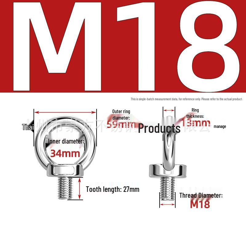 304 Stainless Steel Extended Ring-Shaped Eyebolt Screw Rod
