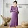 Solid Color Maternity Sweater Dress - Knit Core-Spun Yarn for Autumn/Winter