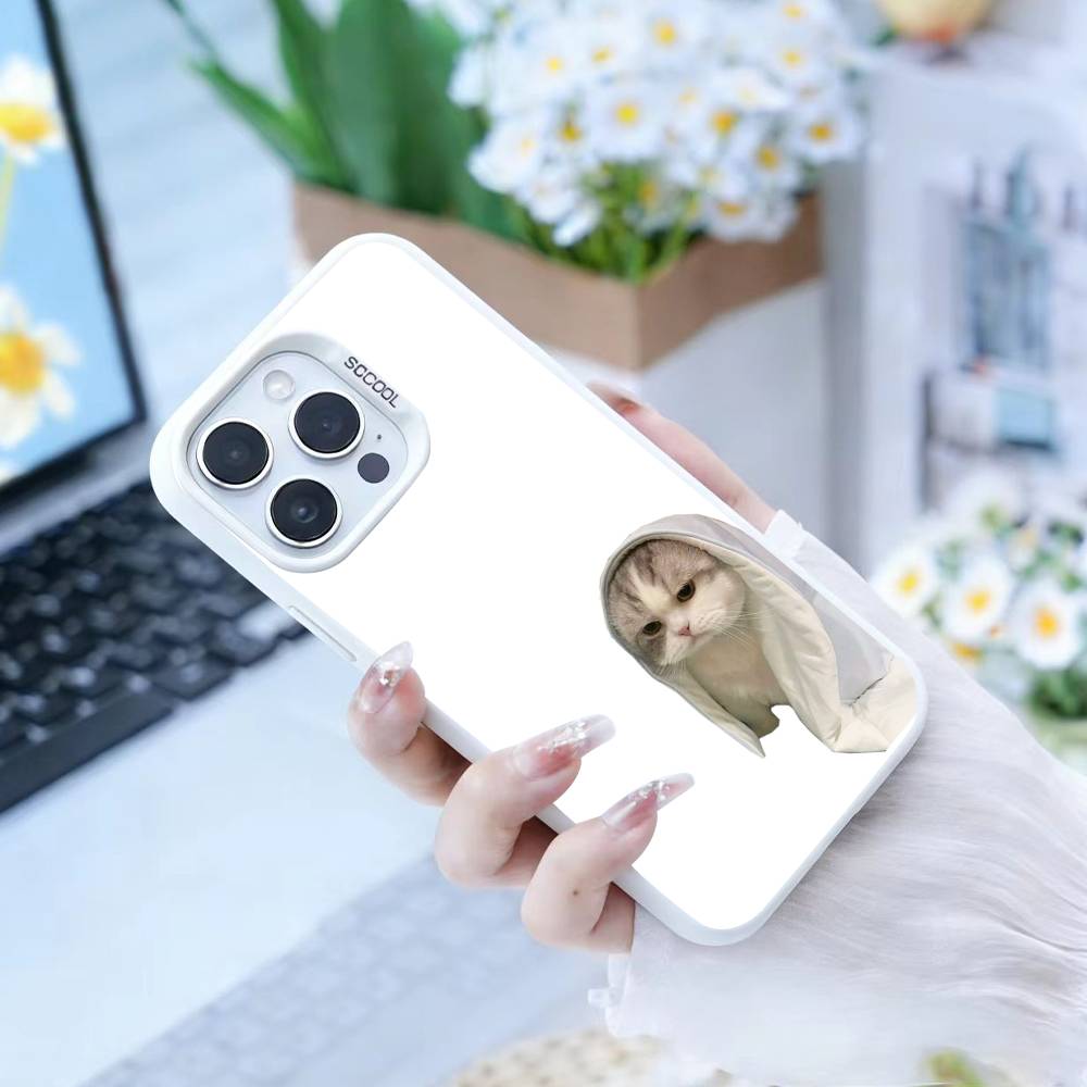 Goofy Silly Cats Big Eyes Phone Case For iPhone17, 16,15,14,13,12 Pro Max Black Candy Matte Shockproof Cover