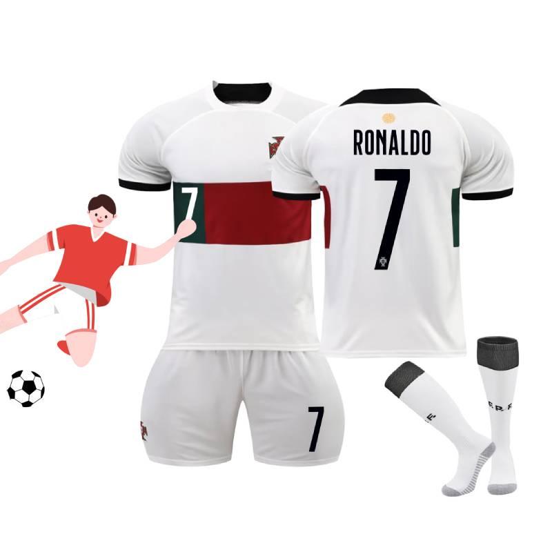 Premium White 7 C.ronaldo Football Kit Set With Original Socks 2022 World Cup Edition