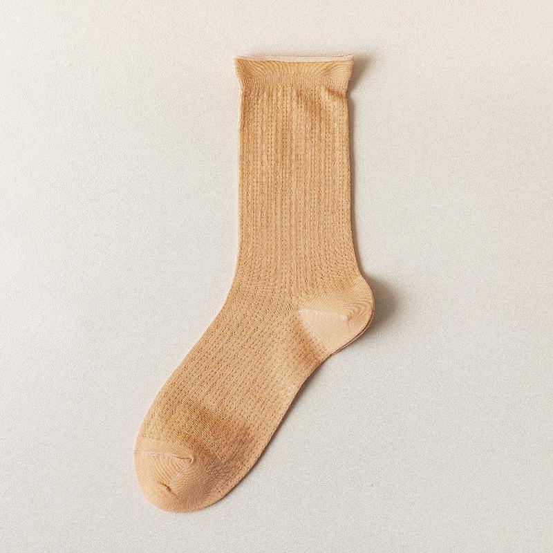 Lot de 5 paires de chaussettes Harajuku pour femme, couleur unie, en coton respirant, style tube central, collection printemps-été