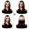 Platinum Ombre Synthetic Wigs for Women Long Wavy Silky Natural Hair Wig with Bangs Cosplay Party Heat Resistant Fake Hairs