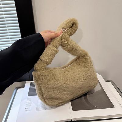 Winter New Plush Underarm Shoulder Bag Hand Carry Women's Change Bag Small Fresh Casual Portable Casual Women's Bag