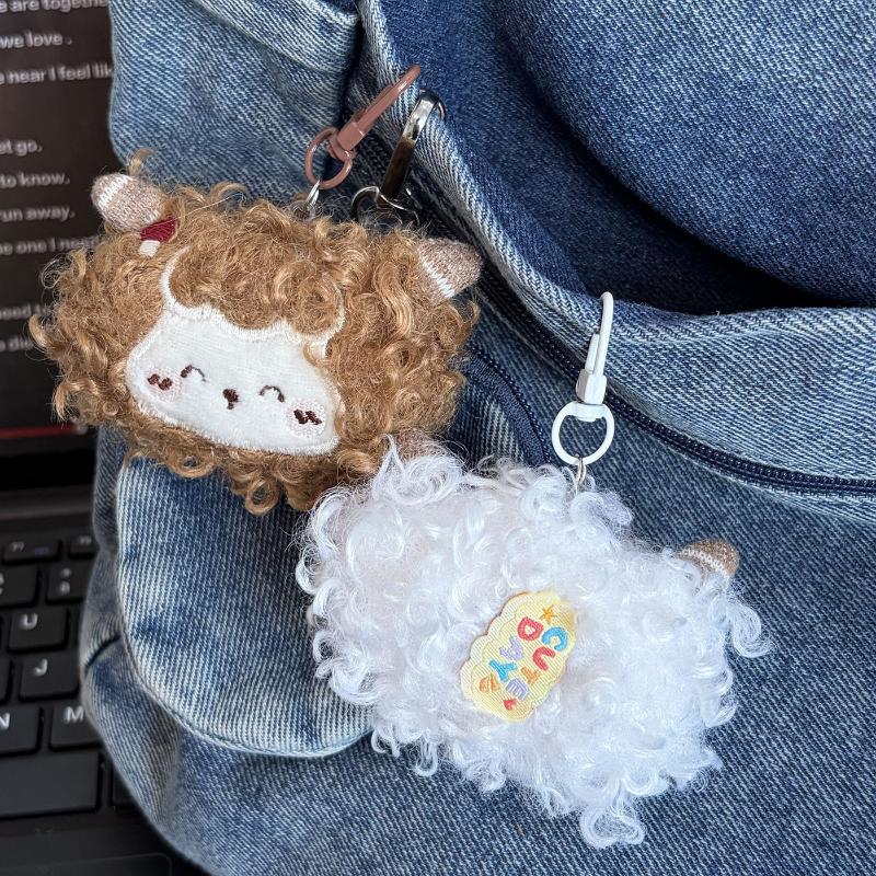 Søde Fluffy Plys Får Nøgleringe Kvinder Piger Tasker Biler Nøglering Gave Charme Vedhæng Dekoration